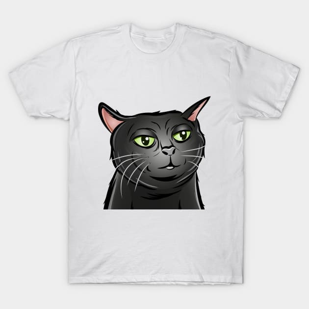 Tiktok Black Cat | Viral Cat | Black Cat Zoning Out | Cat Meme T-Shirt by Cripta Art
